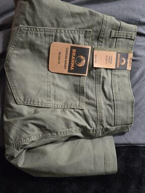 Brahma Olive Green Canvas Shorts with Back Pocket